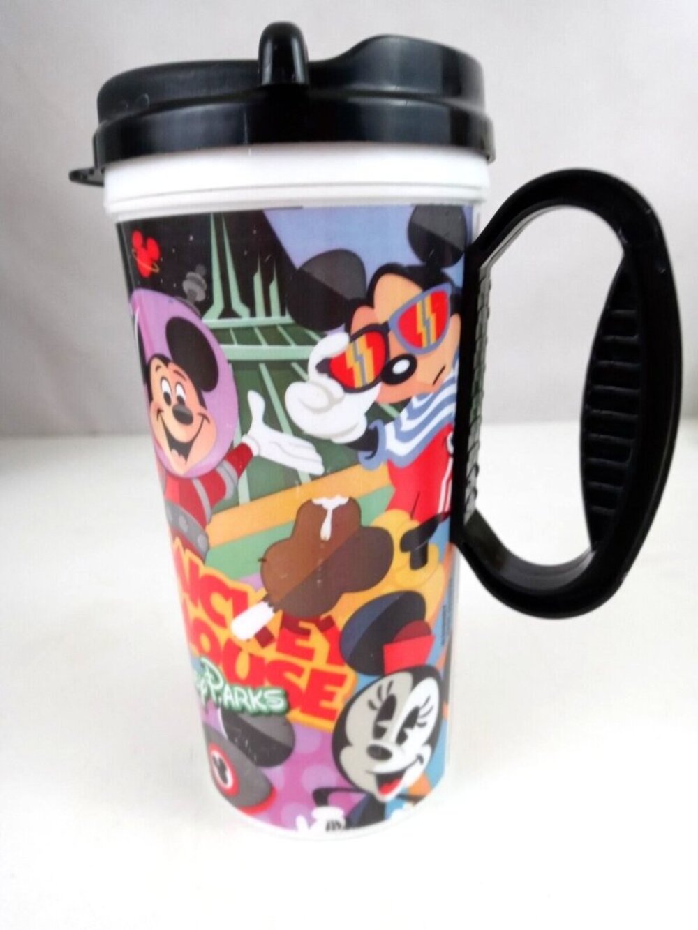 Vintage Whirley Disney Parks Mickey Mouse Clubhouse Collectible Travel Mug & Lid
